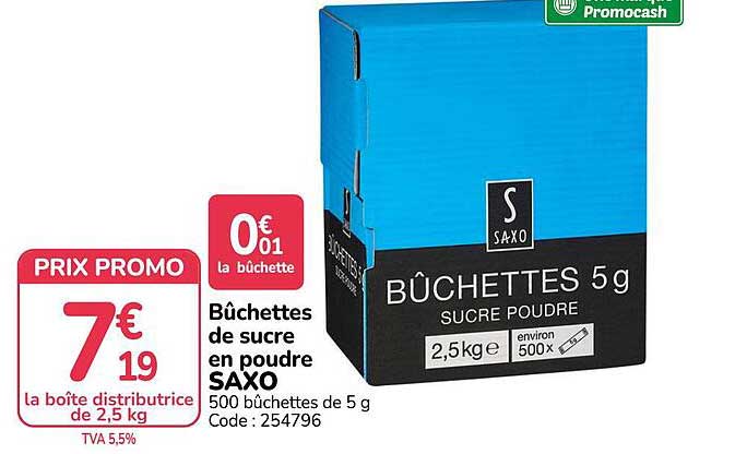Bûchettes de sucre en poudre SAXO