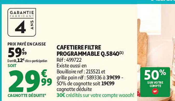 CAFETIERE FILTRE PROGRAMMABLE Q.5840