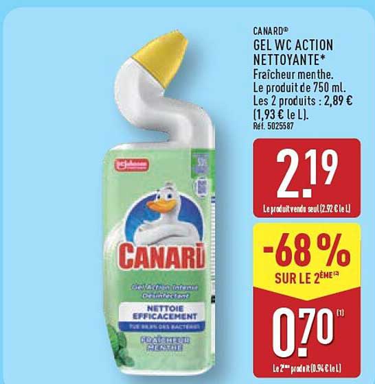 CANARD® GEL WC ACTION NETTOYANTE* Fraîcheur menthe.