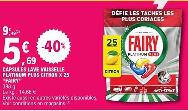 CAPSULES LAVE VAISSELLE PLATINUM PLUS CITRON X 25 “FAIRY”