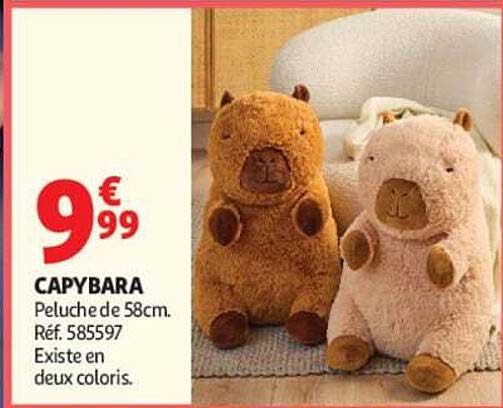 CAPYBARA Peluche de 58cm. Réf. 585597 Existe en deux coloris.