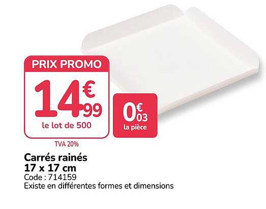 Carrés rainés 17 x 17 cm
