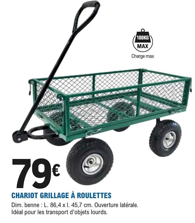 CHARIOT GRILLAGE À ROULETTES