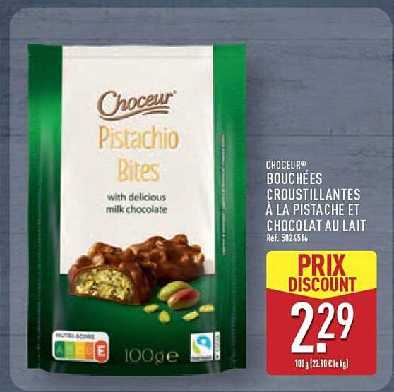CHOCEUR® BOUCHÉES CROUSTILLANTES À LA PISTACHE ET CHOCOLAT AU LAIT