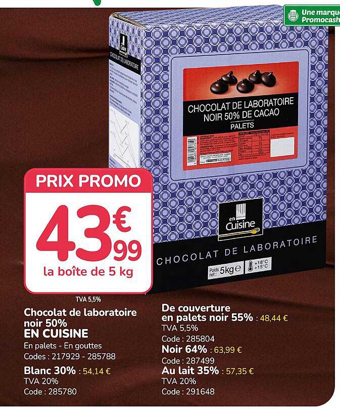 Chocolat de laboratoire noir 50% EN CUISINE