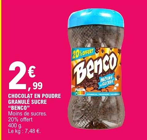 CHOCOLAT EN POUDRE GRANULÉ SUCRÉ “BENCO”