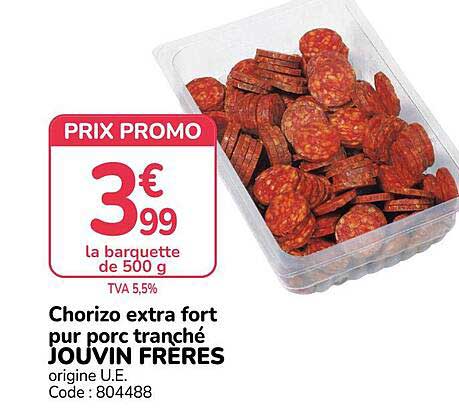Chorizo extra fort pur porc tranché JOUVIN FRERES