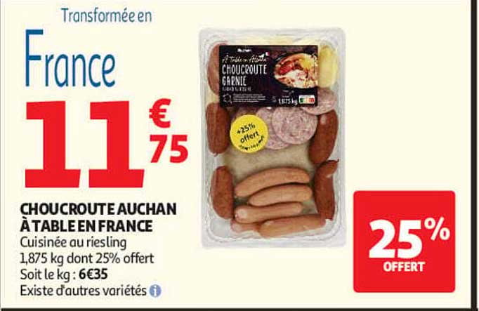 CHOUCROUTE AUCHAN À TABLE EN FRANCE