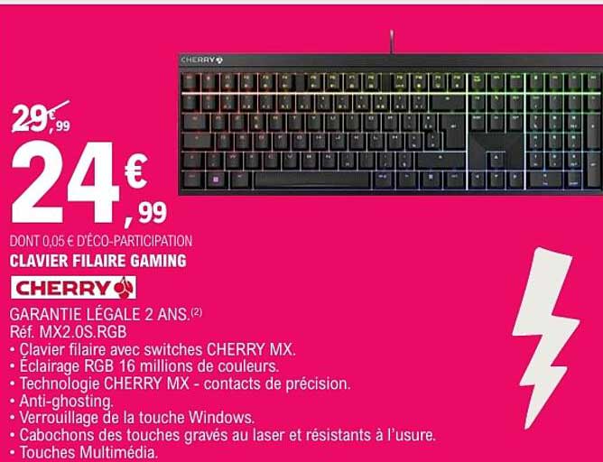 CLAVIER FILAIRE GAMING CHERRY