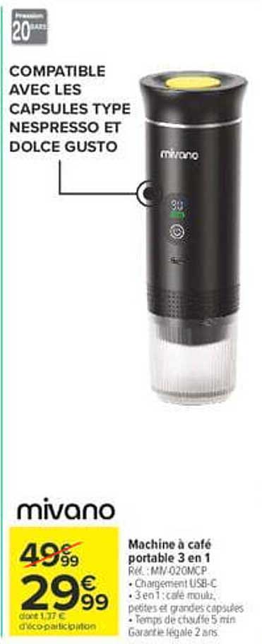 COMPATIBLE AVEC LES CAPSULES TYPE NESPRESSO ET DOLCE GUSTO