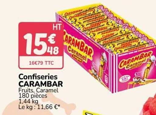 Confiseries CARAMBAR Fruits, Caramel 180 pièces 1,44 kg Le kg : 11,66 €*