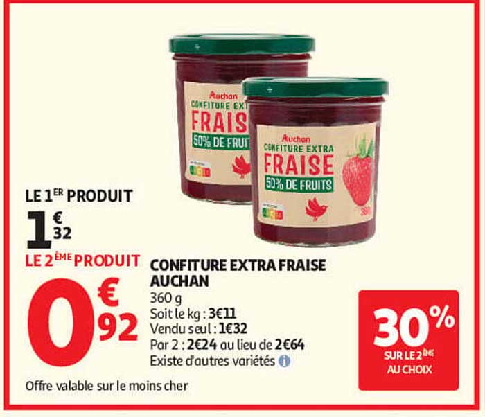 CONFITURE EXTRA FRAISE AUCHAN