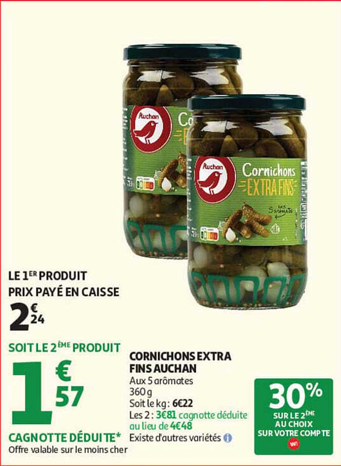 Cornichons extra fins Auchan