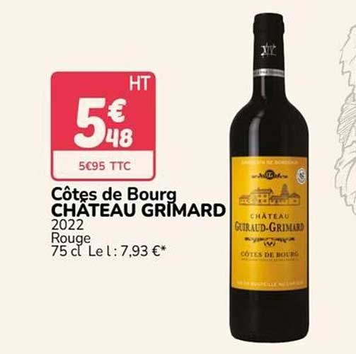 Côtes de Bourg CHÂTEAU GRIMARD 2022 Rouge 75 cl Le l: 7,93 €*
