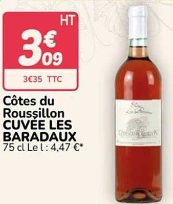 Côtes du Roussillon CUVÉE LES BARADAUX 75 cl Le l : 4,47 €*