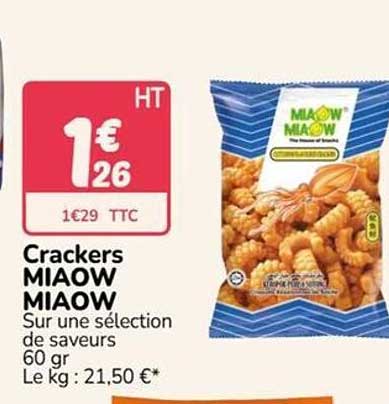 Crackers MIAOW MIAOW Sur une sélection de saveurs 60 gr