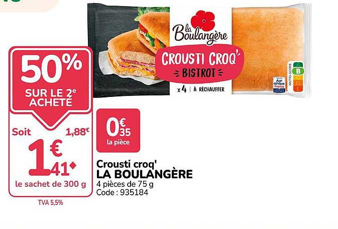 Crousti croq' LA BOULANGÈRE 4 pièces de 75 g