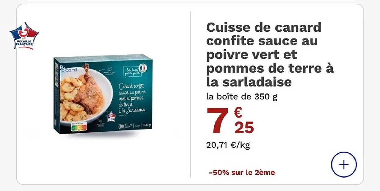 Cuisse de canard confite sauce au poivre vert et pommes de terre à la sarladaise