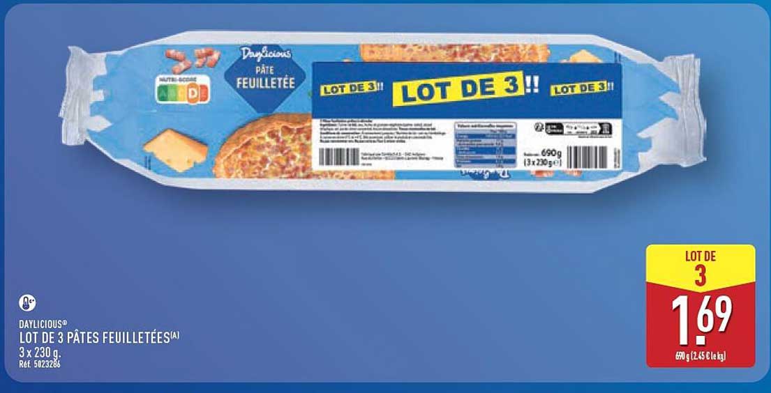 DAYLICIOUS® LOT DE 3 PÂTES FEUILLETÉES(A) 3 x 230 g.