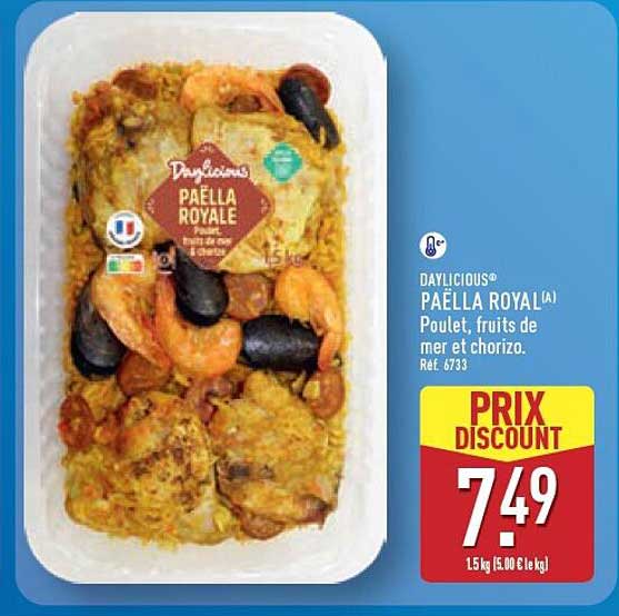 DAYLICIOUS® PAËLLA ROYALE Poulet, fruits de mer et chorizo. Réf. 6733