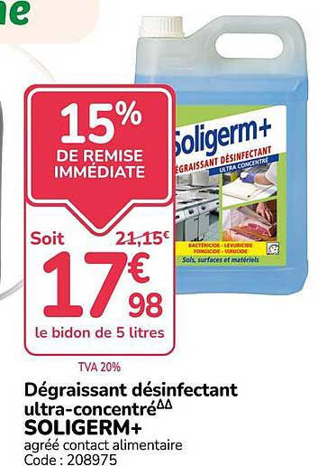 Dégraissant désinfectant ultra-concentré SOLIGERM+