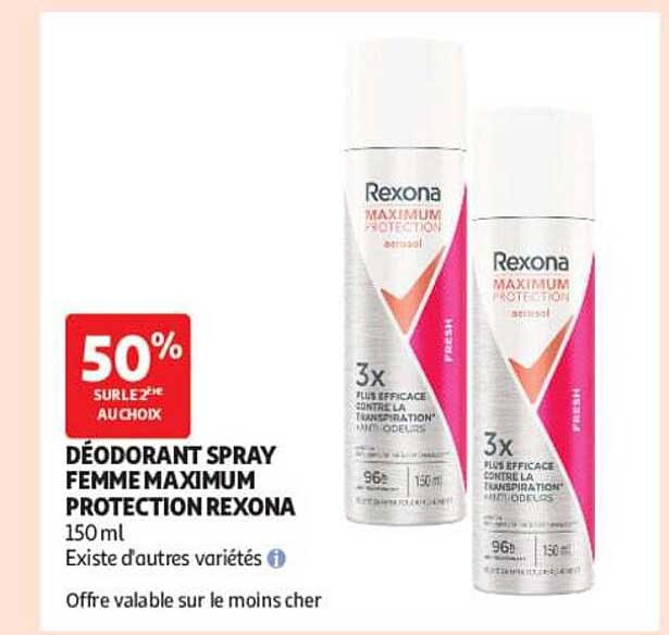 DÉODORANT SPRAY FEMME MAXIMUM PROTECTION REXONA