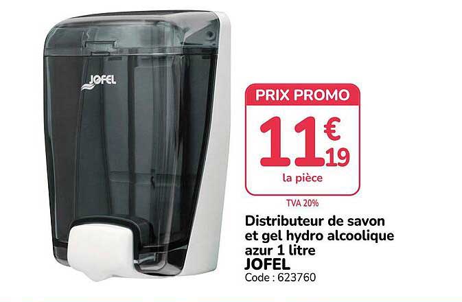 Distributeur de savon et gel hydro alcoolique azur 1 litre JOFEL