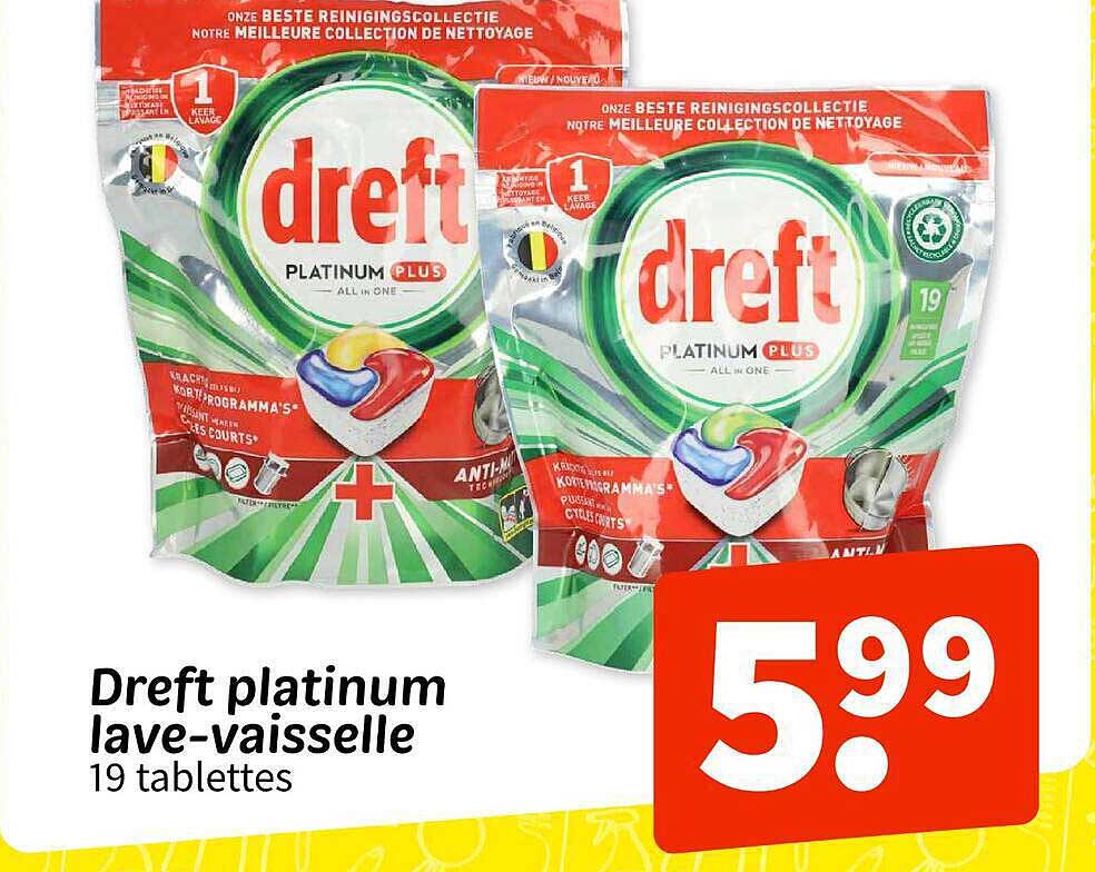 Dreft platinum lave-vaisselle 19 tablettes