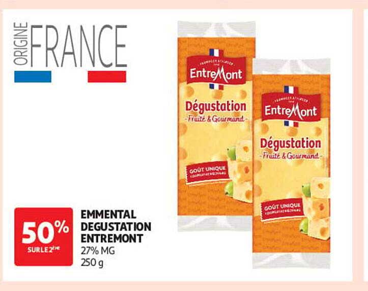 EMMENTAL DEGUSTATION ENTRE MONT 27% MG 250 g