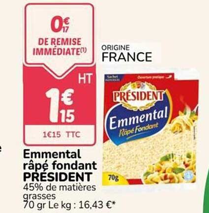 Emmental râpé fondant PRESIDENT