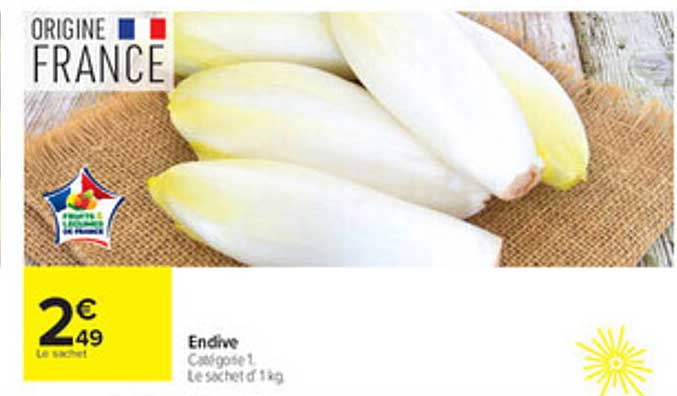 Endive Catégorie 1, Le sachet de 1 kg