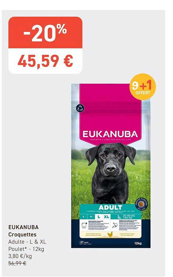 EUKANUBA Croquettes Adulte - L & XL Poulet* - 12kg