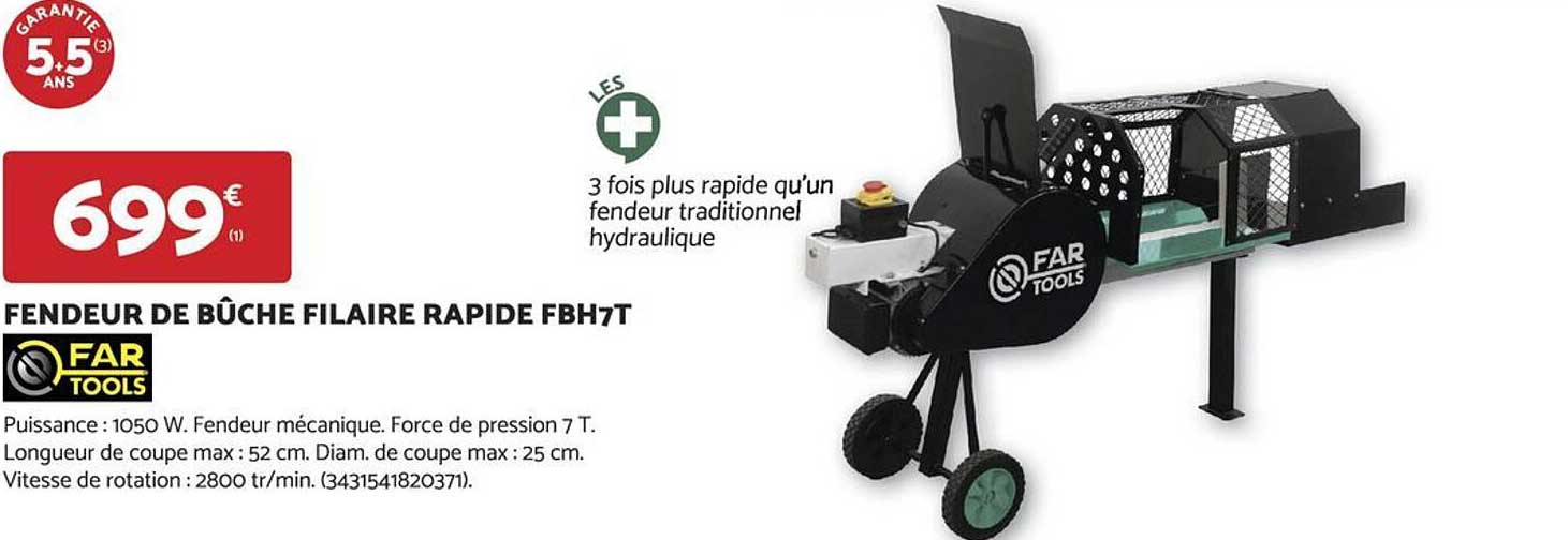 FENDEUR DE BÛCHE FILAIRE RAPIDE FBH7T