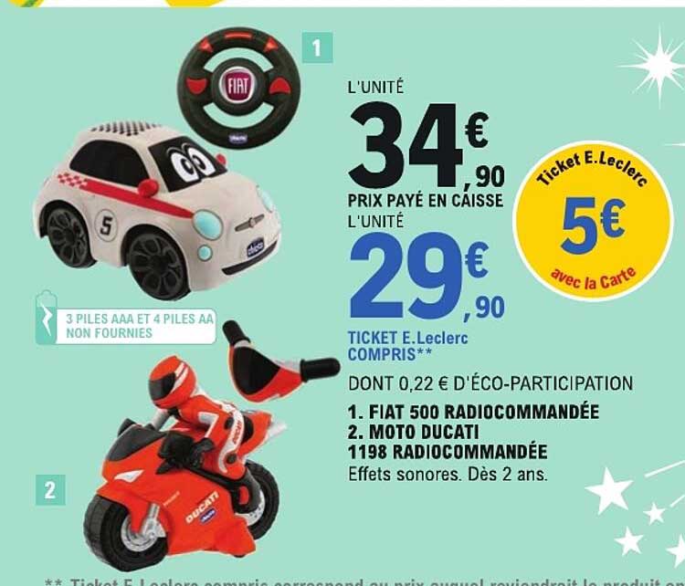 FIAT 500 RADIOCOMMANDÉE / MOTO DUCATI 1198 RADIOCOMMANDÉE