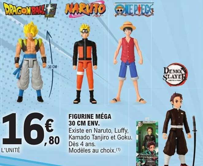 FIGURINE MÉGA 30 CM ENV. Existe en Naruto, Luffy, Kamado Tanjiro et Goku. Dès 4 ans. Modèles au choix.(1)