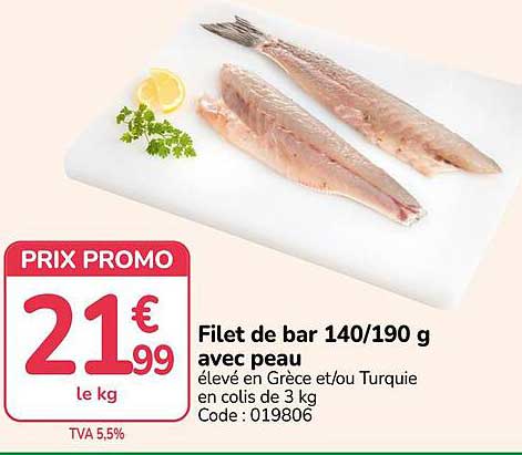 Filet de bar 140/190 g avec peau