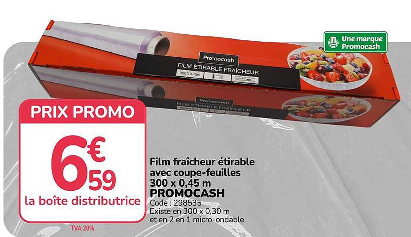 Film fraîcheur étirable avec coupe-feuilles 300 x 0,45 m PROMOCASH