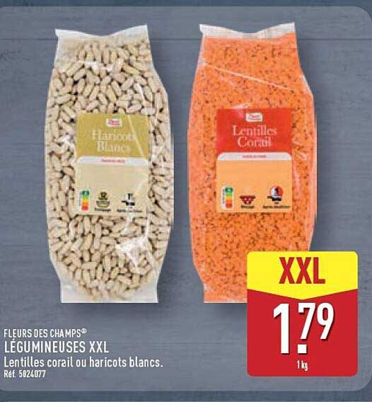 FLEURS DES CHAMPS® LÉGUMINEUSES XXL Lentilles corail ou haricots blancs.