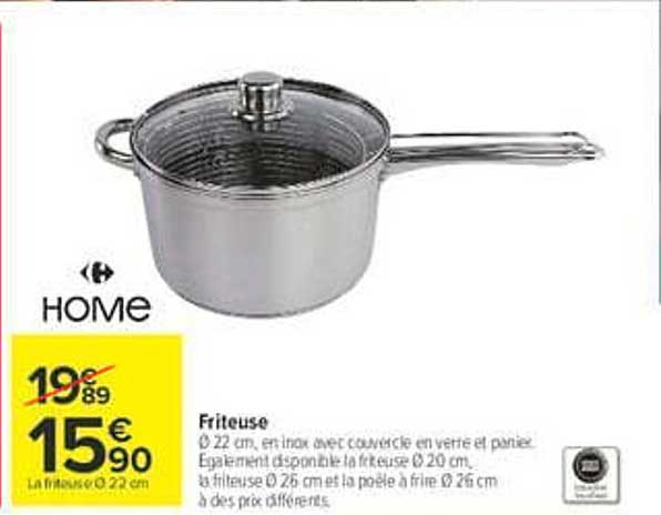 Friteuse Ø 22 cm, en inox avec couvercle en verre et panier