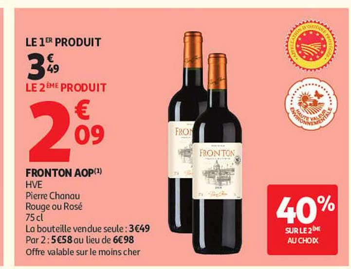 FRONTON AOP(1) HVE Pierre Chanau Rouge ou Rosé 75cl