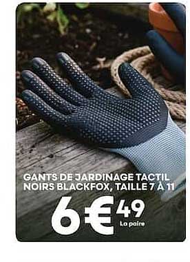 GANTS DE JARDINAGE TACTIL NOIRS BLACKFOX, TAILLE 7 À 11