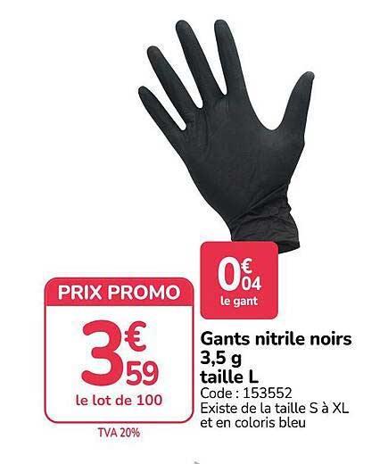 Gants nitrile noirs 3,5 g taille L