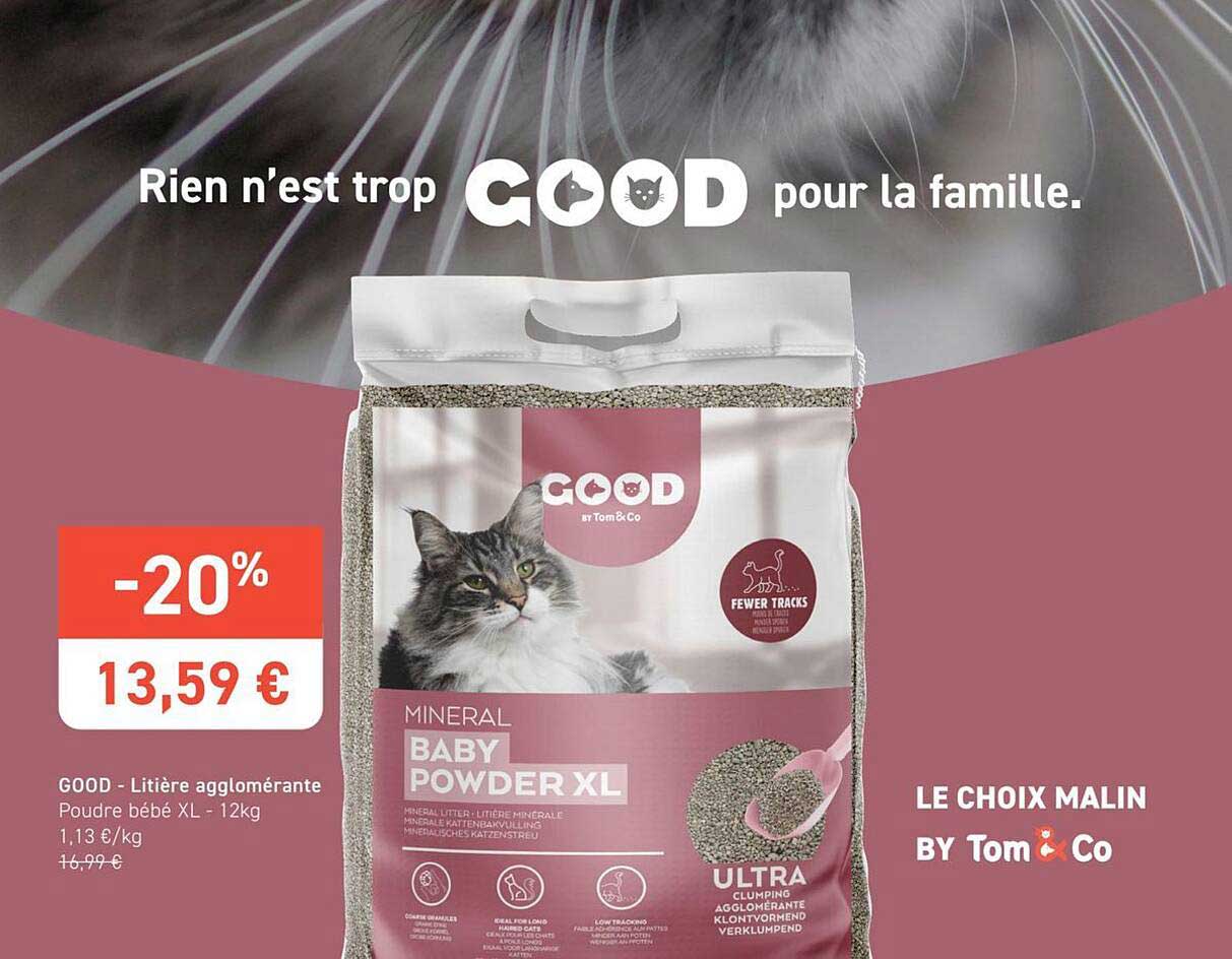 GOOD - Litière agglomérante Poudre bébé XL - 12kg