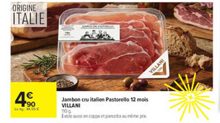 Jambon cru italien Pastorello 12 mois VILLANI