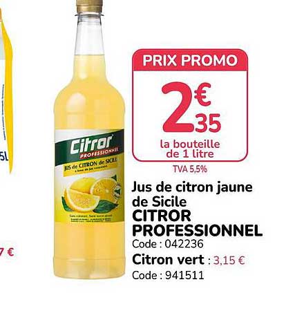 Jus de citron jaune de Sicile CITROR PROFESSIONNEL