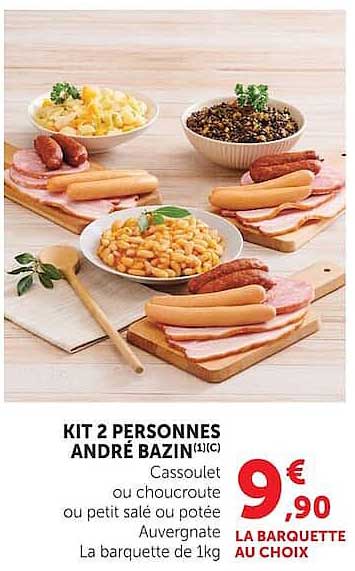 KIT 2 PERSONNES ANDRÉ BAZIN (1kg) Cassoulet ou choucroute ou petit salé ou potée Auvergnate La barquette au choix