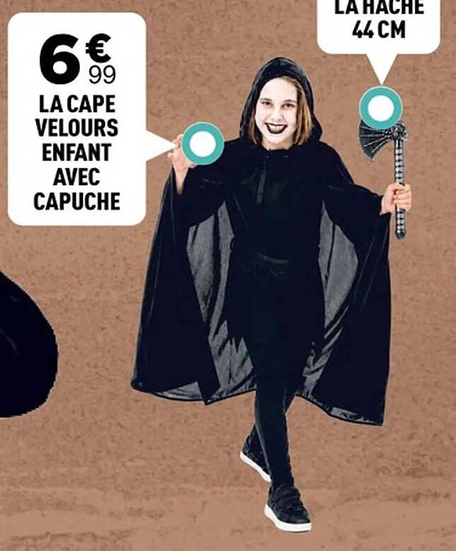 LA CAPE VELOURS ENFANT AVEC CAPUCHE
