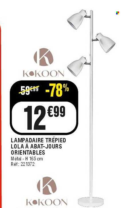 LAMPADAIRE TRÉPIED LOLA À ABAT-JOURS ORIENTABLES