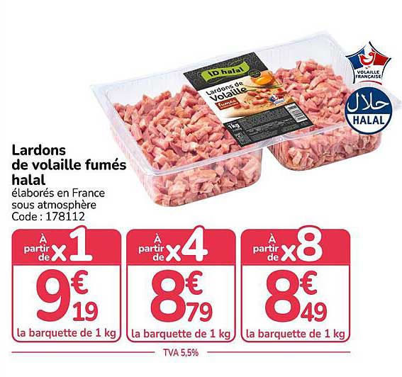 Lardons de volaille fumés halal