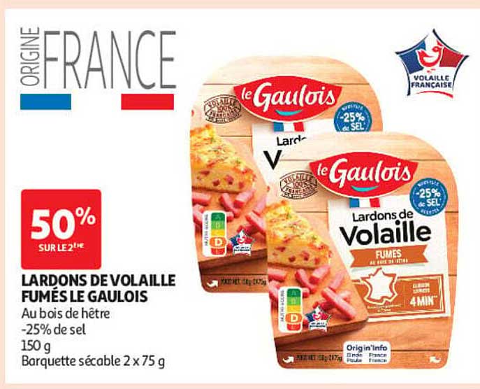 LARDONS DE VOLAILLE FUMÉS LE GAULOIS